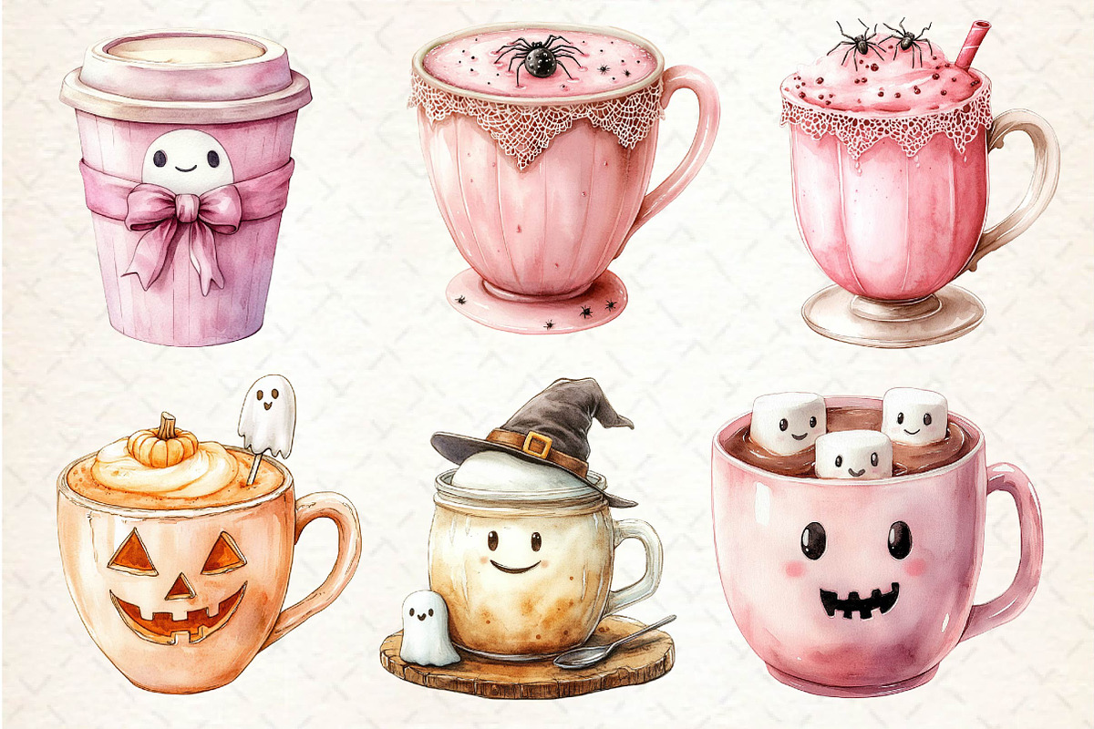 Pink Coquette Halloween Coffee Clipa, an Illustration by Dream Creation (Photo 4 of 6)