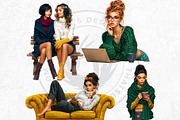 Modern Winter girls cliparts, a Seasonal Illustration by ThatsDesignArt (Thumbnail 10 of 18)