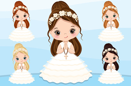 Vector First Communion Little Girl