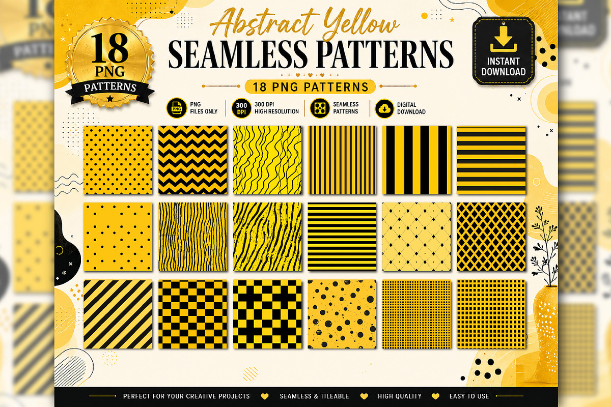 Abstract Yellow Seamless Patterns, a Pattern Graphic by Libby Wishes (Photo 1 of 3)