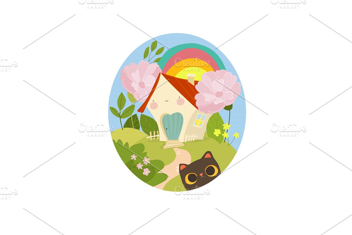 Front view of a house with summer, an Object Illustration by Maria Starus