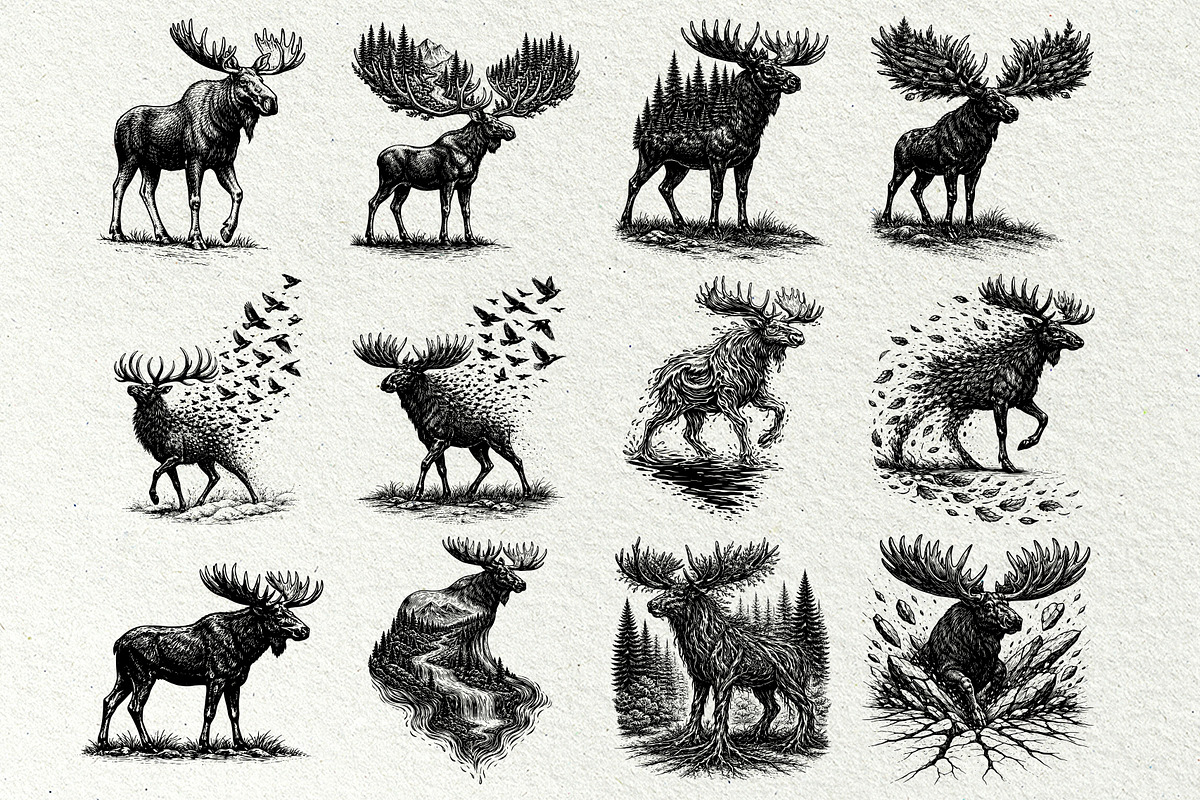 Moose Scenes SVG Graphics, an Animal Illustration by DENIDigitalArtSudio (Photo 3 of 6)