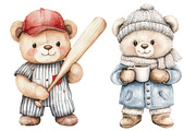 Watercolor Teddy Bear Clipart, a Seasonal Illustration by CitraGraphics (Thumbnail 4 of 4)