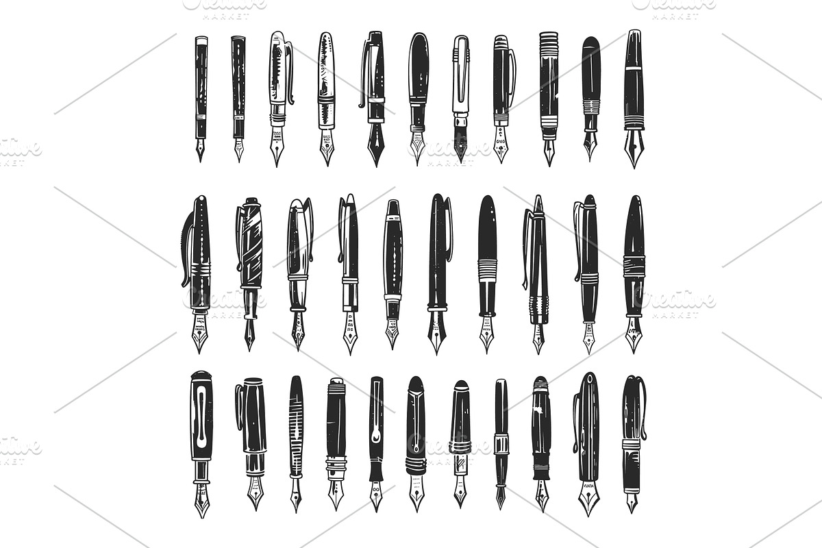 Fountain Pens of Various Kinds, an Object Illustration by LadadikArt