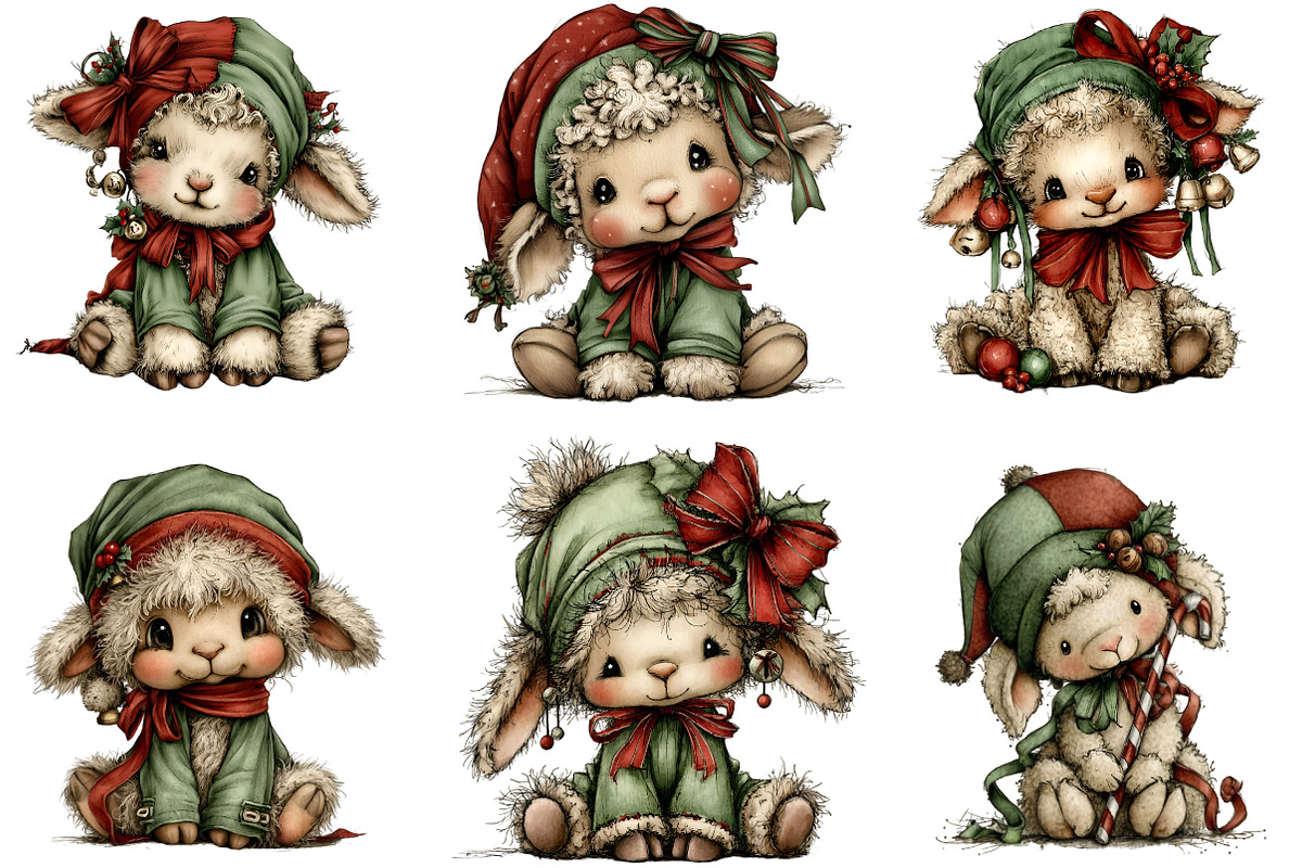 Whimsical Christmas Animals Clipart, an Illustration by DreamArtGraphic (Photo 3 of 4)