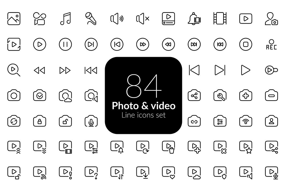 Photo and Video line icons, an Outline Icon by AIWD (Photo 1 of 2)