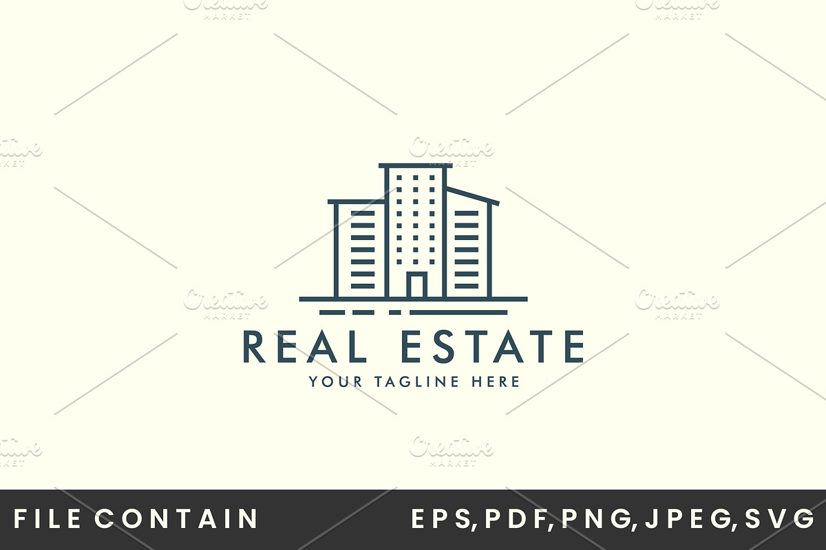 real estate logo line art vector, a Branding & Logo Template by SD 22