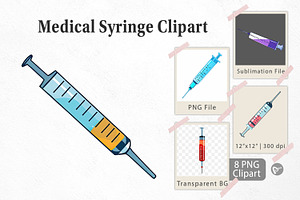 Medical Syringe Clipart, a Graphic by Artnoy