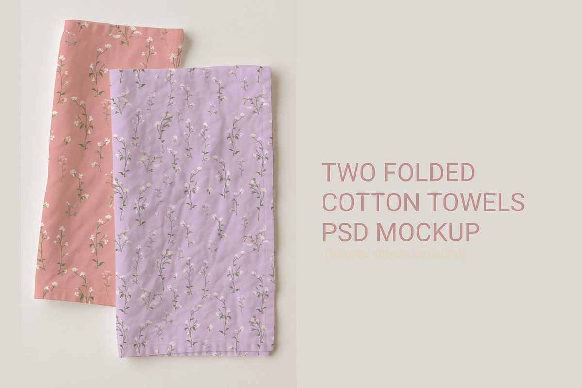 Two folded cotton towel napkins psd, a Household Mockup by jenartstudio (Photo 1 of 3)