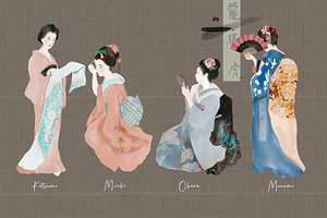 Kimono - Watercolor Japanese Set.