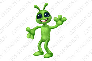 Alien Cute Little Green Man Martian, an Illustration by Christos Georghiou