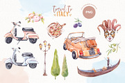 Travel to Italy. Watercolor Clipart, an Illustration by VerAna (Thumbnail 4 of 11)