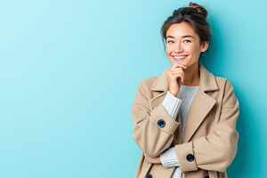 Confident smiling woman in a beige, a Person Photo by MistyDay