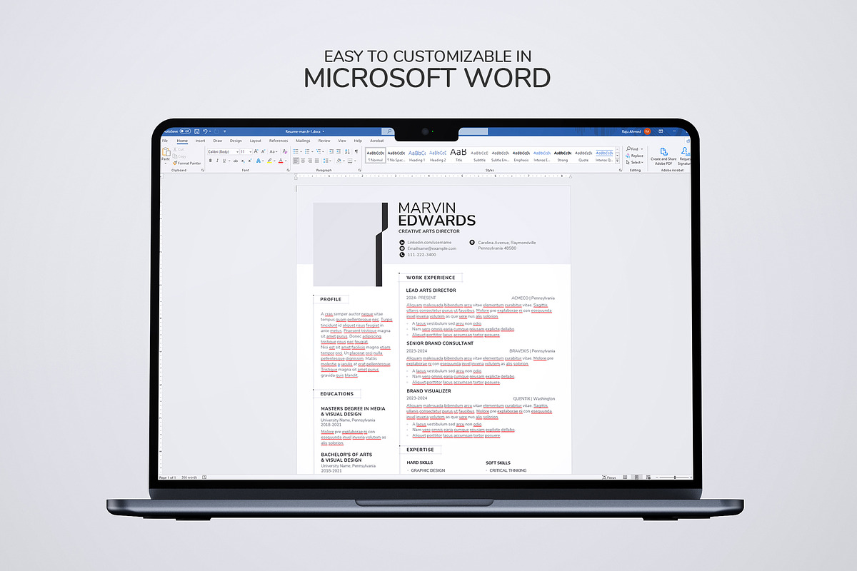 Minimal Resume Word, Photoshop, a Resume Template by Axpand (Photo 7 of 7)