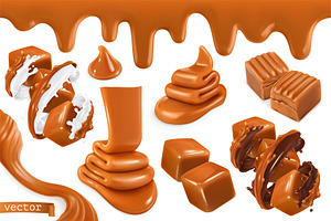 Fudge sweet caramel realistic vector