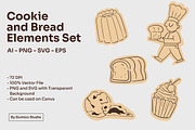 COOKIES AND BREAD ELEMENTS SET, an Object Graphic by Gumico Studio. (Thumbnail 1 of 3)