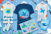 Fancy Blue Birds Big set. Characters, a Food Illustration by Maycat_store (Thumbnail 5 of 6)