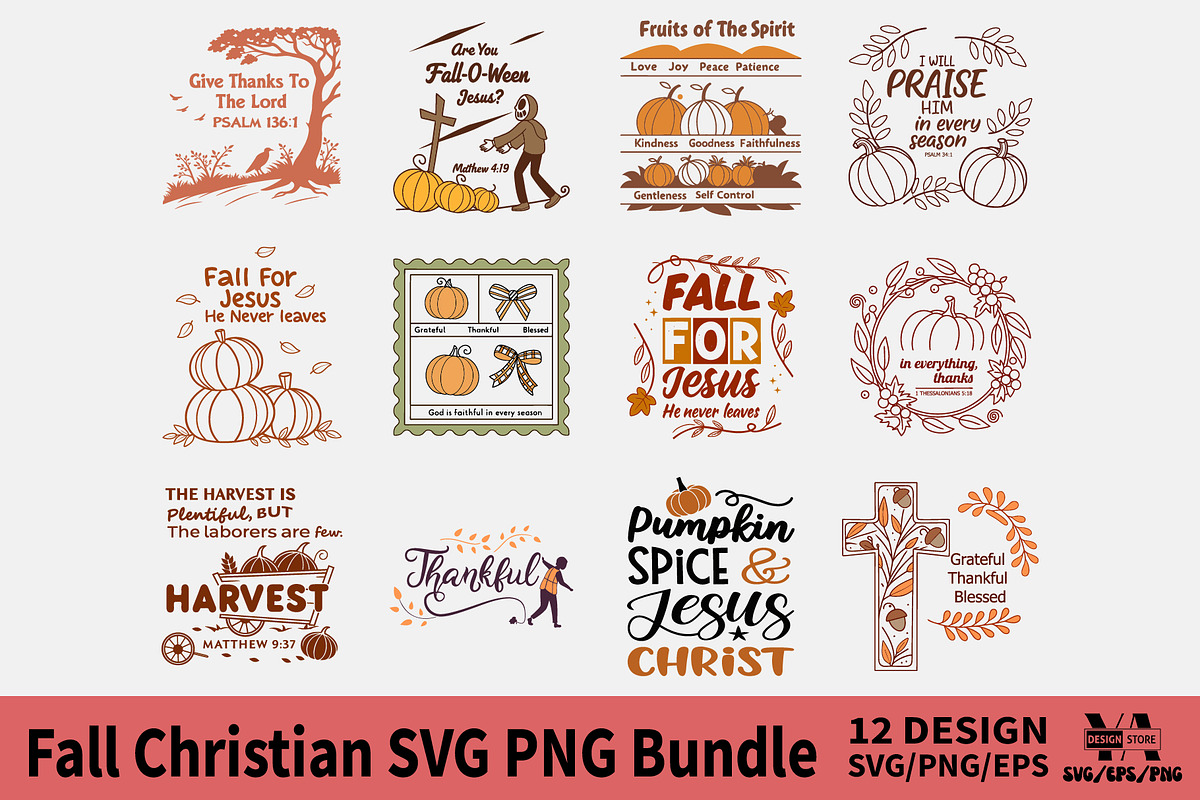 Fall Christian SVG PNG Bundle, an Illustration by Ya_ Design Store (Photo 1 of 13)