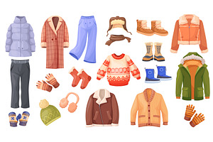 Cartoon winter clothes. Fashion warm, an Object Illustration by Stock-Smart-Start
