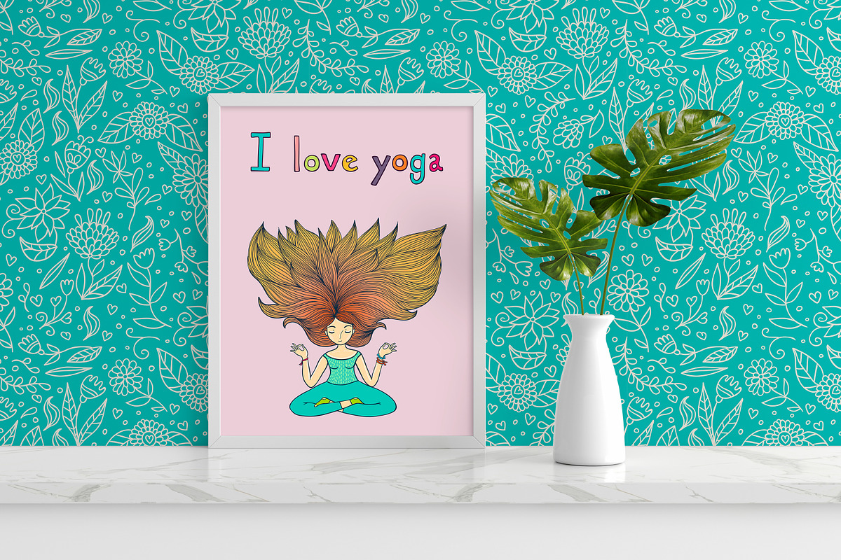 Yoga Meditating Girl, a Healthcare Illustration by Apolinarias Art (Photo 11 of 11)