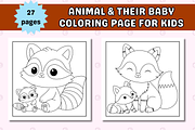 Animal & Their Baby Coloring Page, an Animal Illustration by Salaly (Thumbnail 3 of 6)