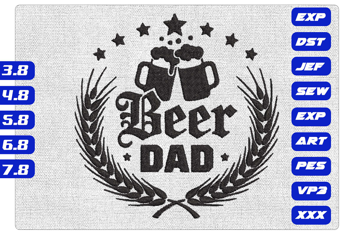 Beer Dad Machine Embroidery File, an Illustration by Purpose Ekbal (Photo 1 of 3)