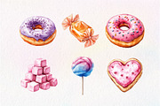 Watercolor Pastel Sweets Clipart, an Illustration by Dream Creation (Thumbnail 5 of 6)