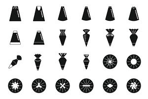 Icing Nozzles Icons Set Simple