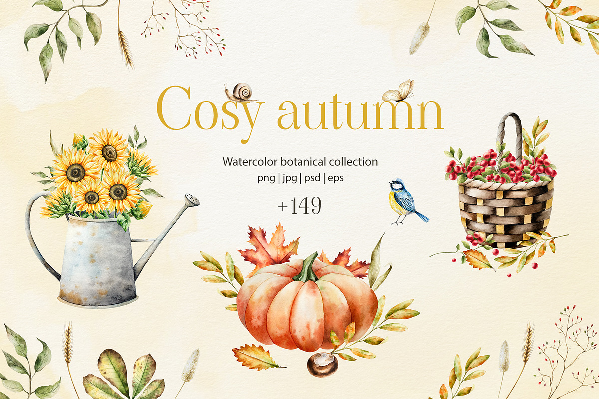 COSY AUTUMN - Watercolor collection, a Seasonal Illustration by Navenzeles (Photo 1 of 14)