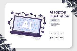 AI Laptop Illustration, a Technology Illustration by erifqizeicon