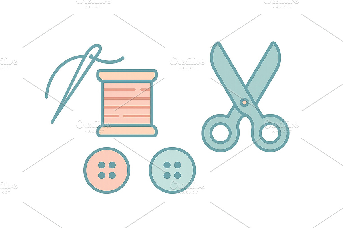 Crafting with thread, buttons, and, an Illustration by ZinetroN