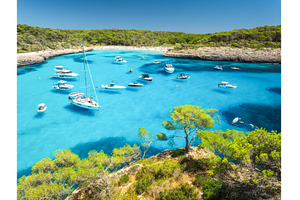 Aerial view of yachts and boats