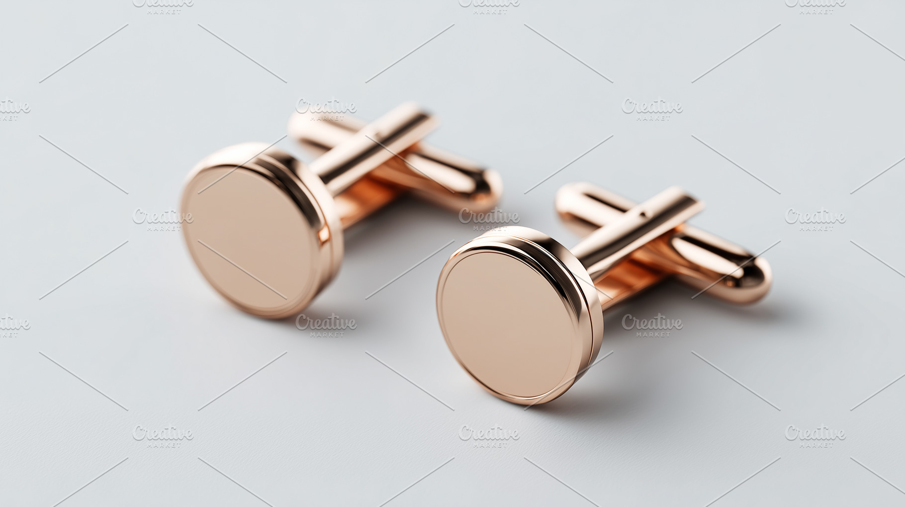 Minimalist rose gold round cufflinks, a Beauty & Fashion Photo by MistyDay