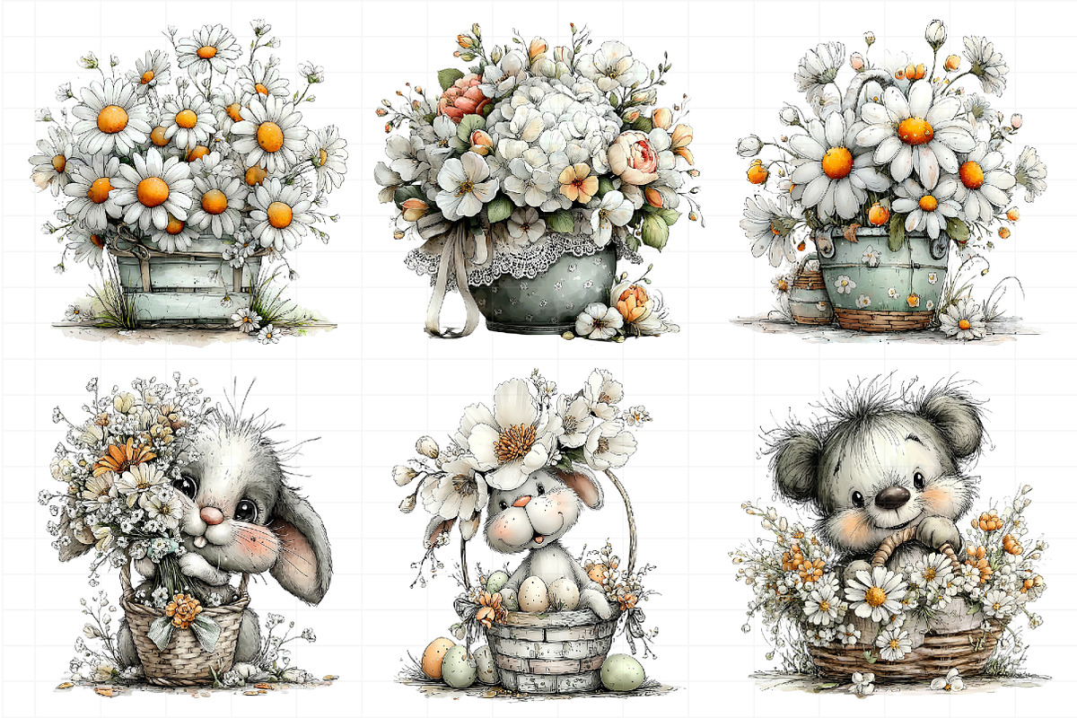 Spring Flower Basket Clipart, an Illustration by Daily.Designs (Photo 7 of 8)