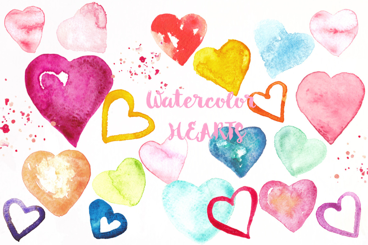 Valentine Hearts watercolor clipart, a Decorative Illustration by LABFcreations (Photo 3 of 3)