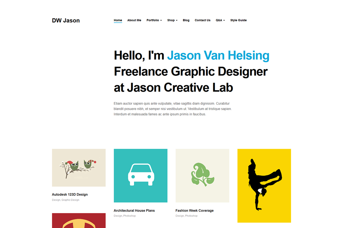 DW Jason - Portfolio WordPress Theme, a WordPress Template by DesignWall (Photo 1 of 5)