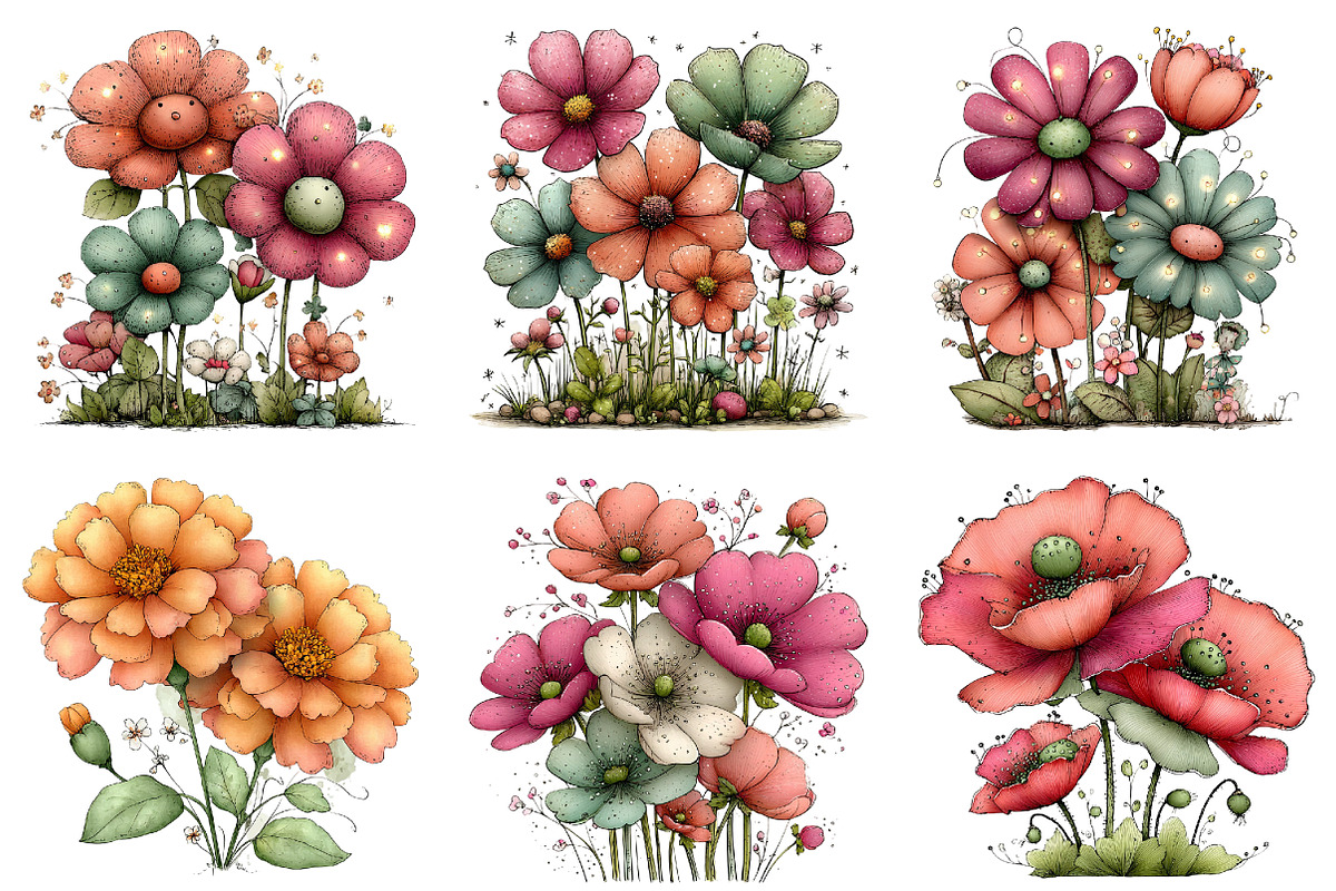 Whimsical Spring Flowres Clipart, an Illustration by Dream Creation (Photo 5 of 6)