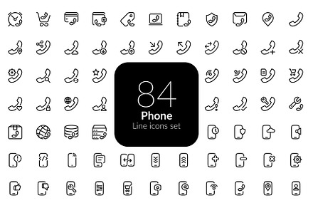 Phone line icons set