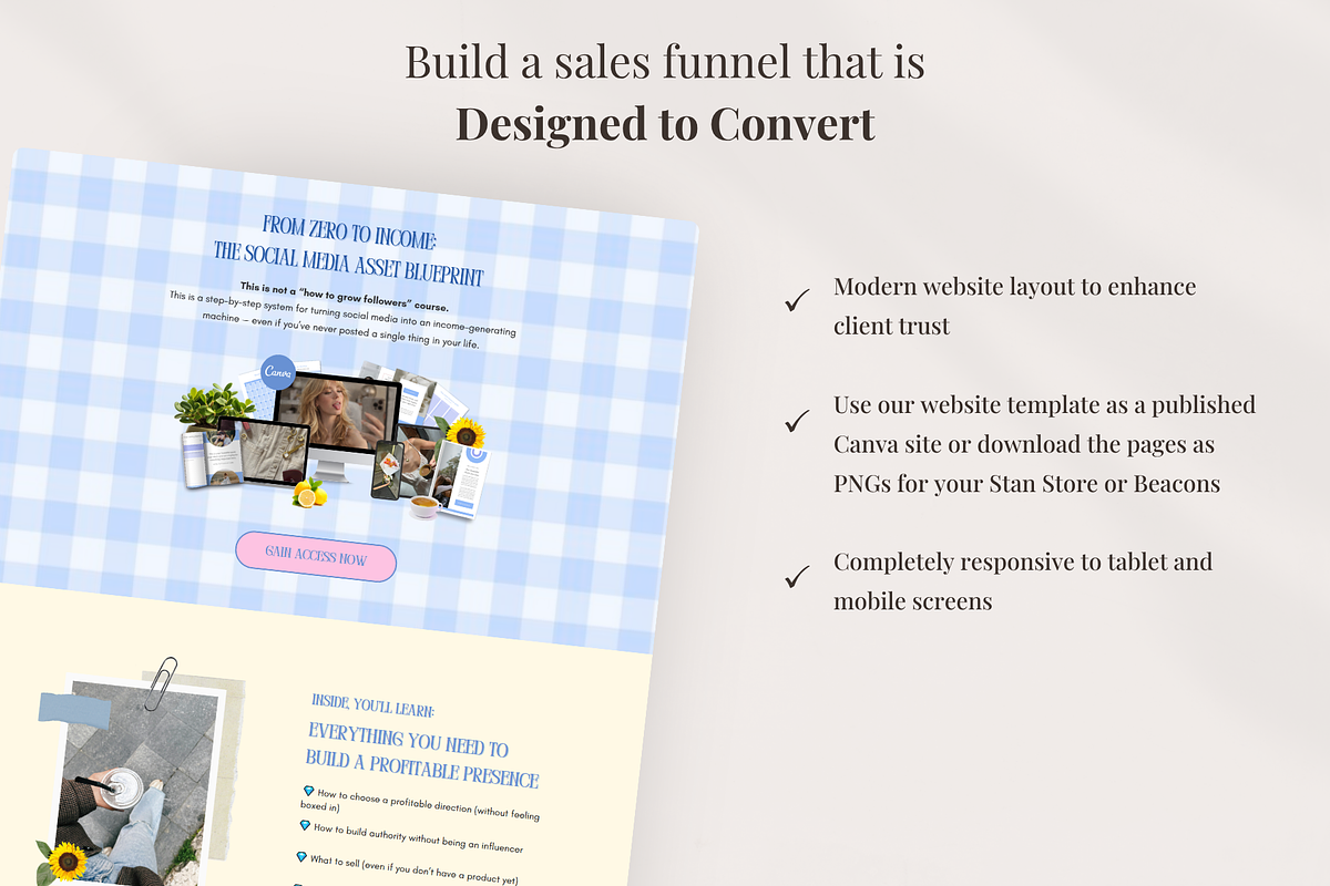 Stan Store Sales Page Canva Website, a Landing Page Template by GlamWebDesigns (Photo 3 of 9)