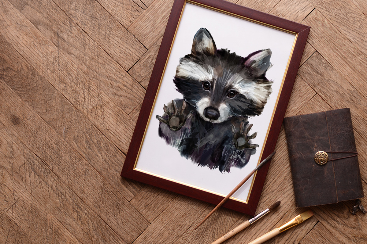 Set racoon fineart .4 styles, an Animal Illustration by art_mouse (Photo 7 of 7)