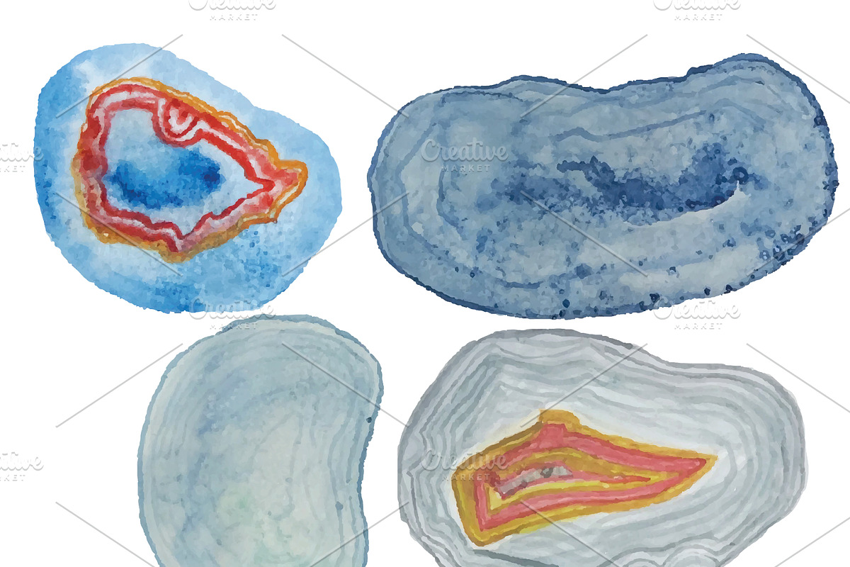 Hand Painted Watercolor Agates, an Illustration by Valeri Nick (Photo 4 of 5)