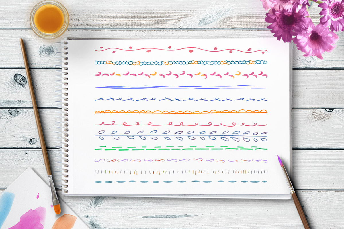 18 Watercolor Doodle Lines Set 1, an Illustration by The Digital Download Shop (Photo 2 of 3)