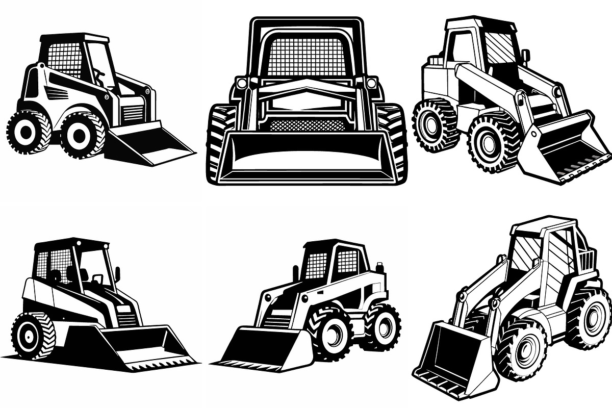 Skid steer loader machine vectors, an Object Graphic by Billah Hub