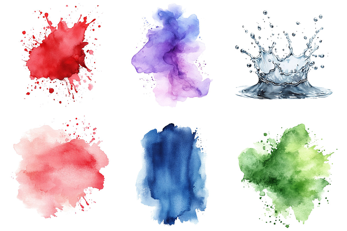 Christmas Watercolor Splashes PNG Bu, an Illustration by Daily.Designs (Photo 5 of 5)