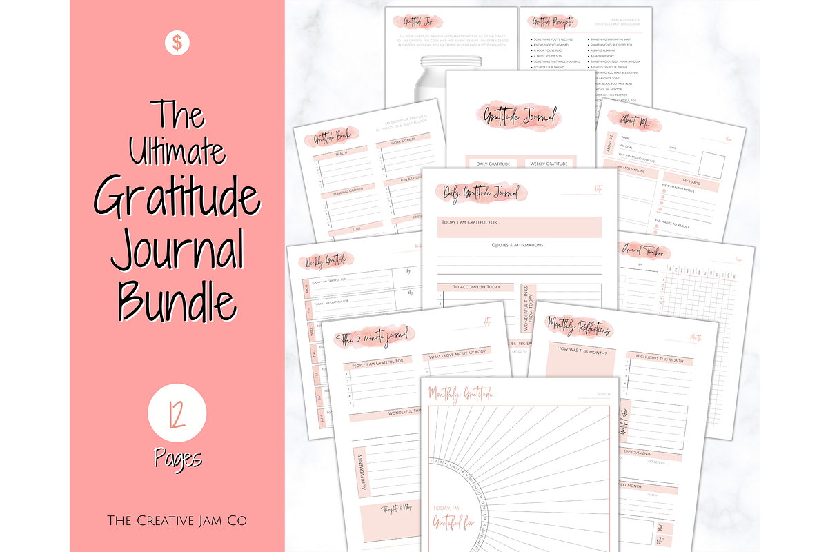 Printable Gratitude Journal BUNDLE, a Templates & Theme by Templatables (Photo 1 of 10)