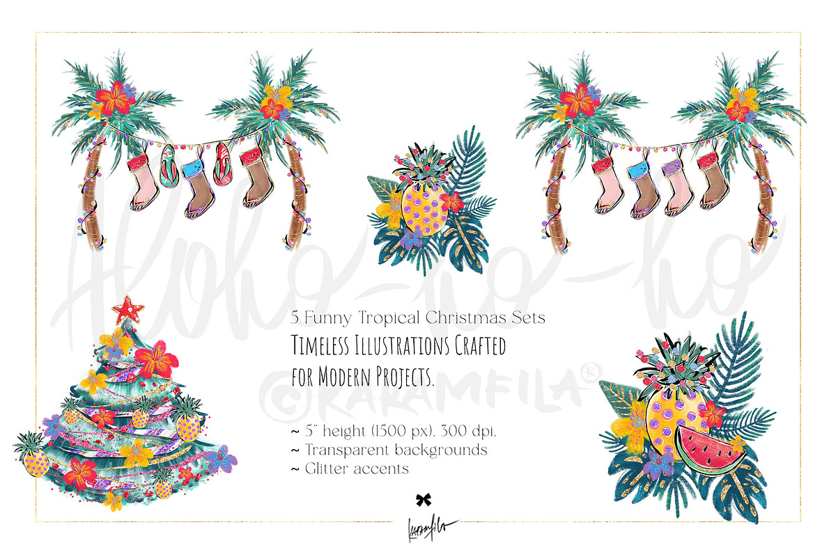 Tropical Santa Christmas PNG Clipart, a Seasonal Illustration by KaramfilaS (Photo 5 of 35)