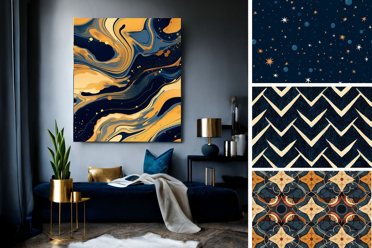 37 seamless blue modern pattern, a Pattern Graphic by ARTOZEN DIGITAL (Photo 2 of 15)