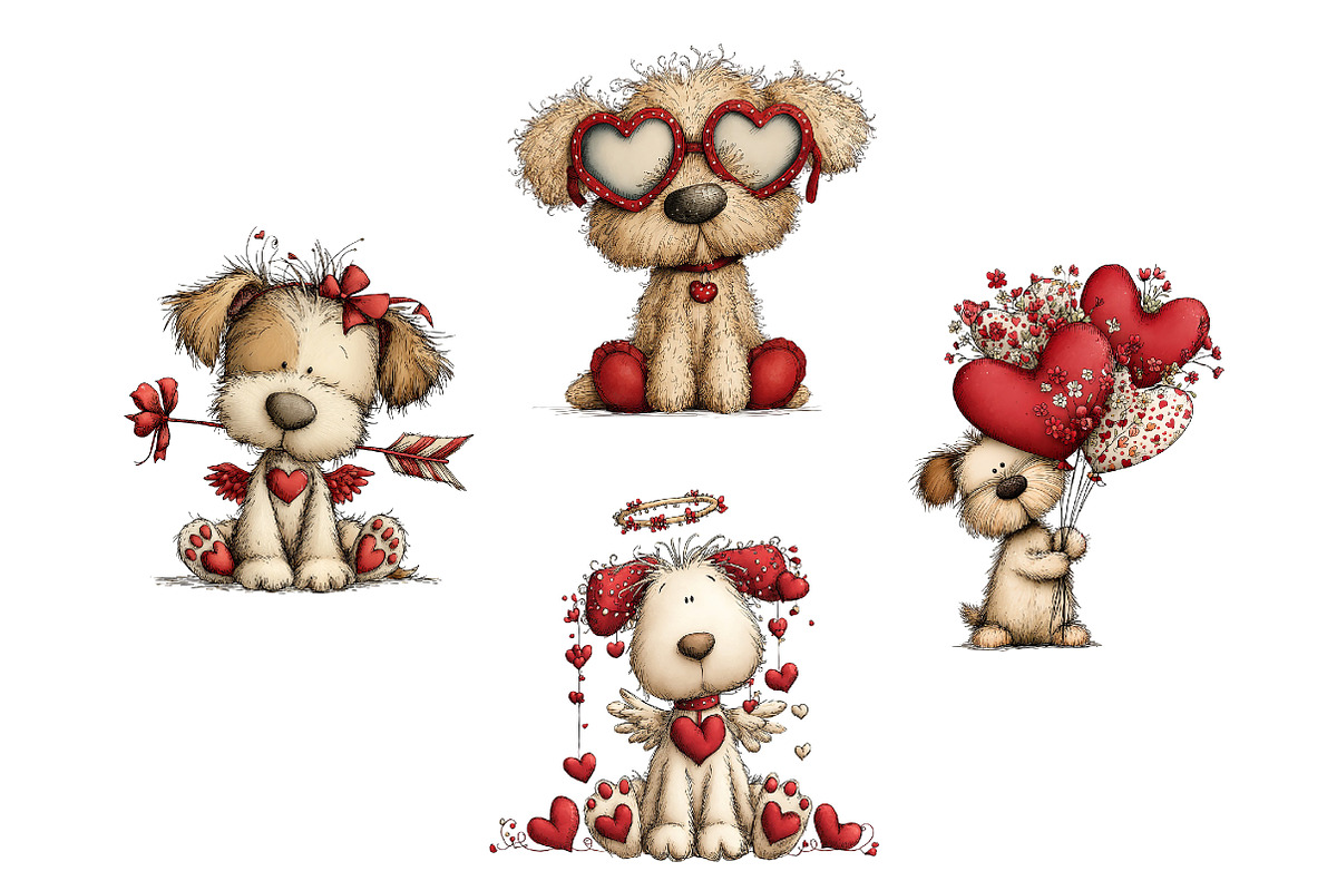 Quirky Valentines Dogs Clipart, an Illustration by Dream Creation (Photo 6 of 6)