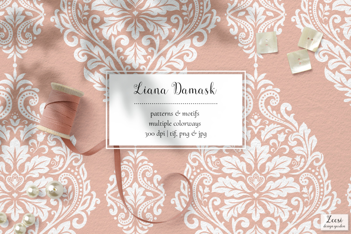 Liana Damask Pattern, a Pattern Graphic by Zeesi Design Garden (Photo 1 of 9)