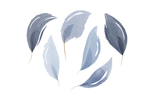 Painted watercolor leaves in cool, an Illustration by okskukuruza